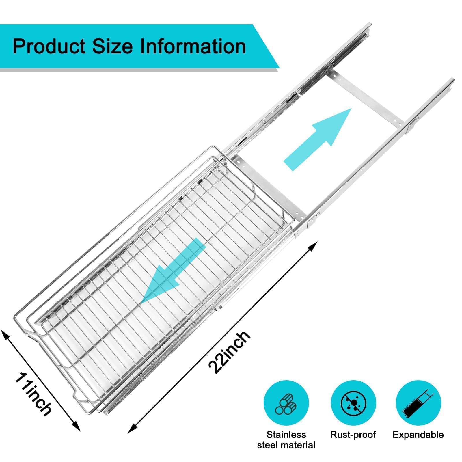 STORKING chrome finish on organizer resists wear and simplifies cleaning