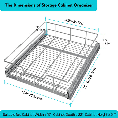 STORKING chrome finish pull-out cabinet organizer durable and easy to clean.
