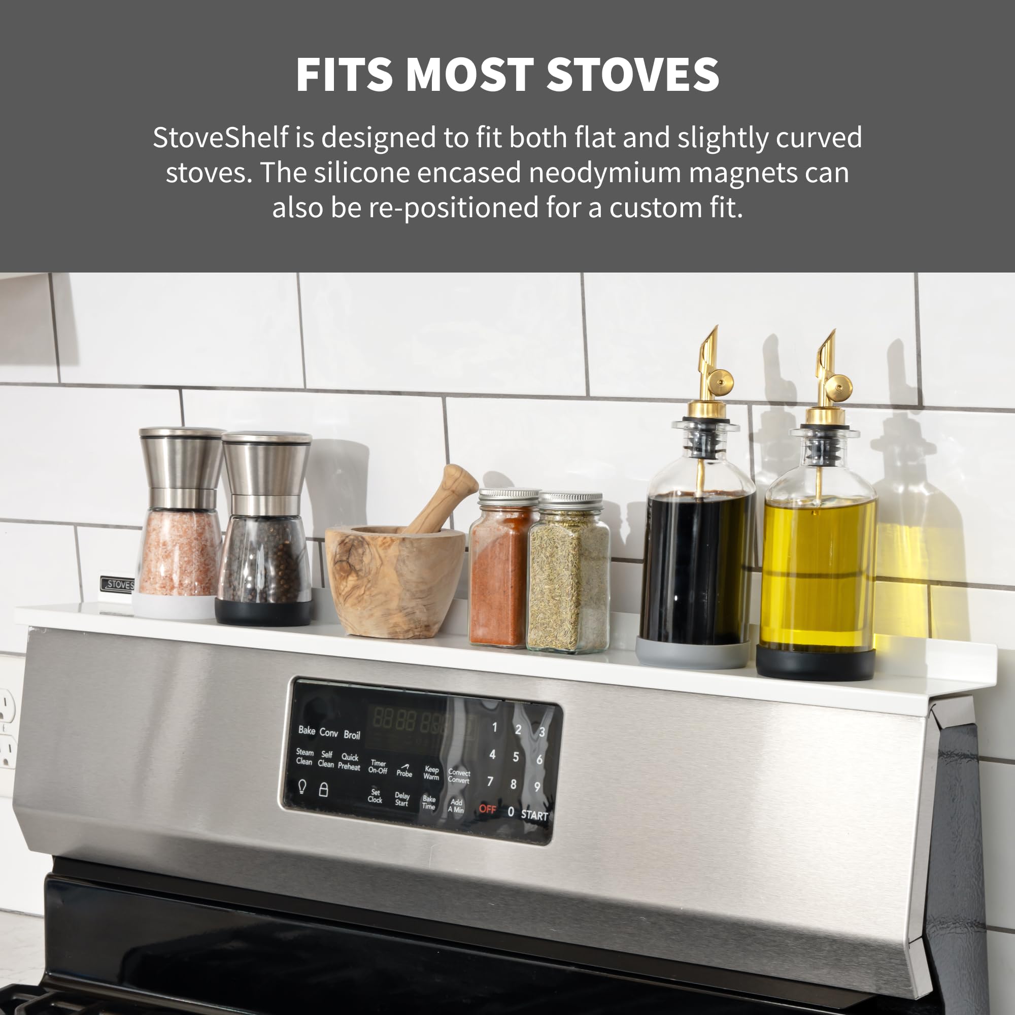 Stove Shelf no installation needed, simply place on stove.