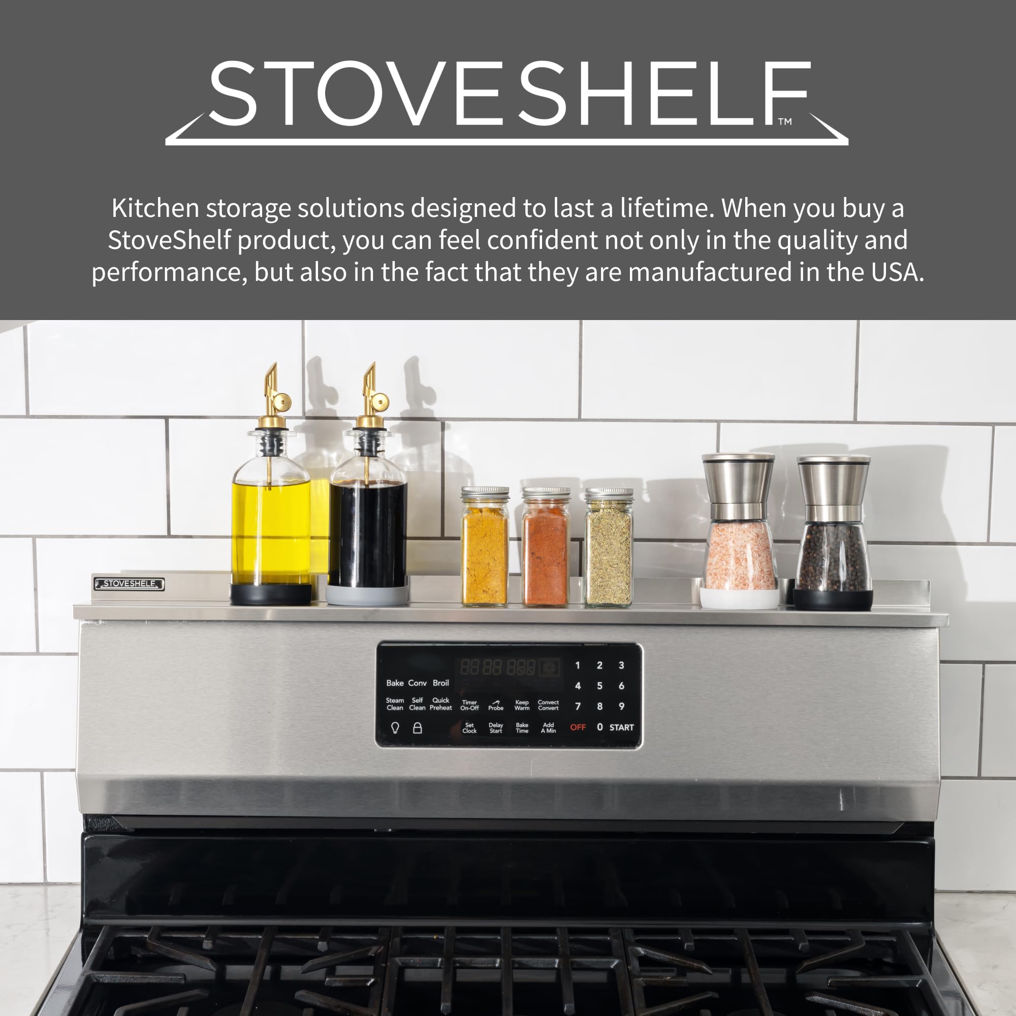 Stove Shelf fits flat and curved stovetops for broad compatibility