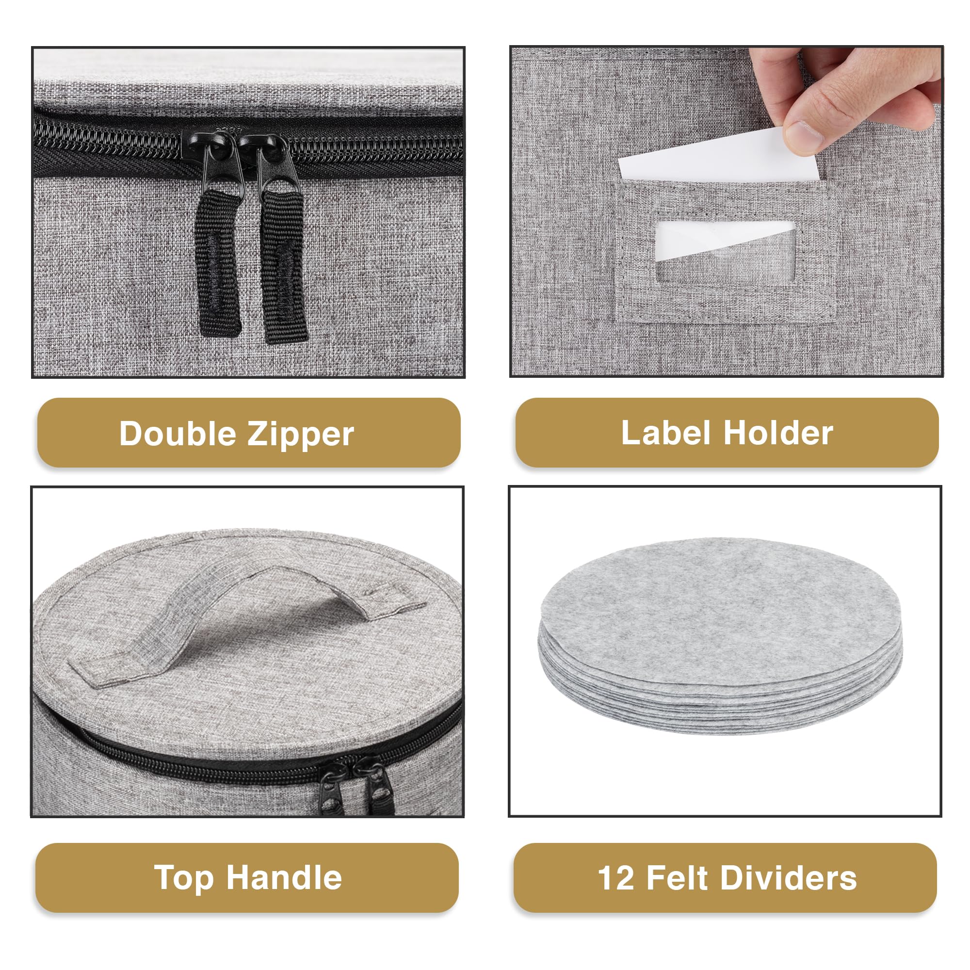 STOZU China dinnerware storage stackable lid saves cabinet space