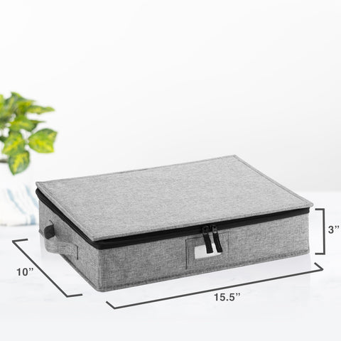 STOZU flatware storage box side handles for easy transport.