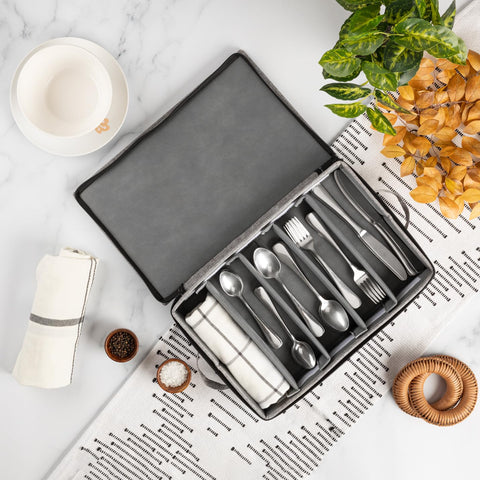 STOZU flatware storage box stackable design saves cabinet space.