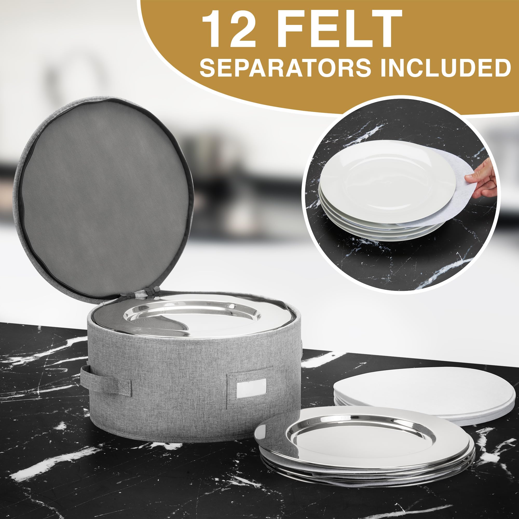 STOZU label holder and zipper keep contents organized and dust-free.