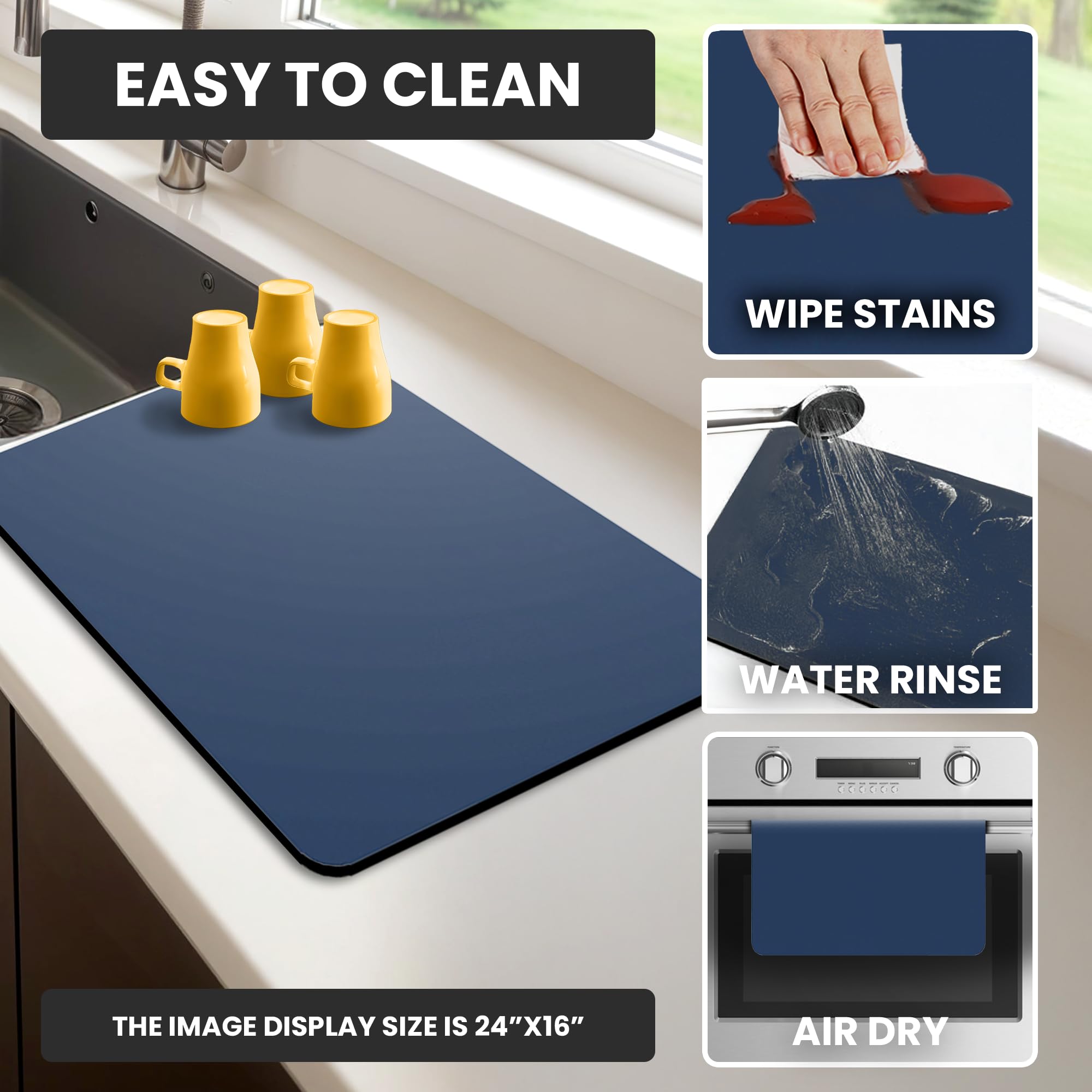 Strabella dish drying mat protects countertops from moisture and stains