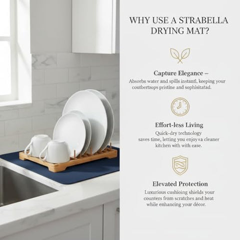 Strabella dish drying mat cleans easily with a quick wipe after spills