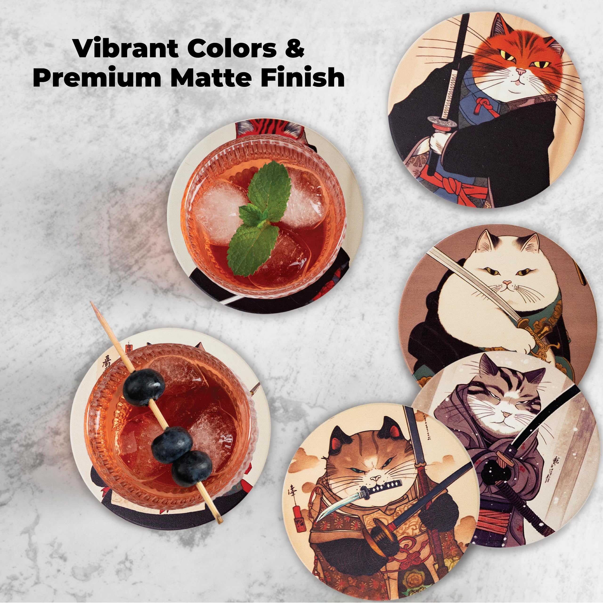 Straight Coastin Cat Lover Gift coasters showcase quirky humor at gatherings.