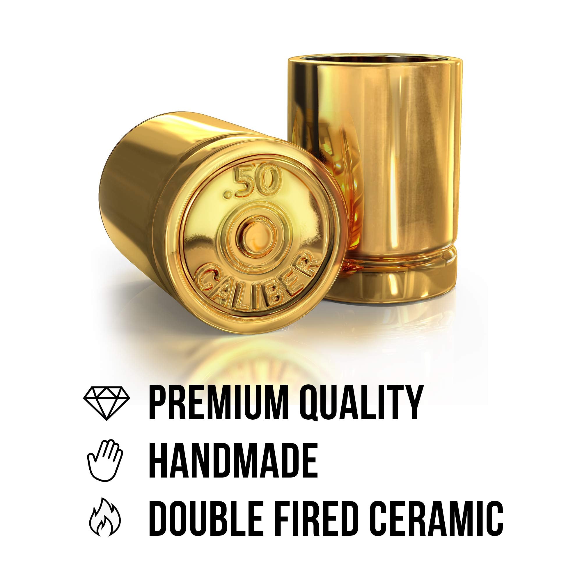 Straight Shooter ceramic shot glass 4-pack ideal for home bars and parties.