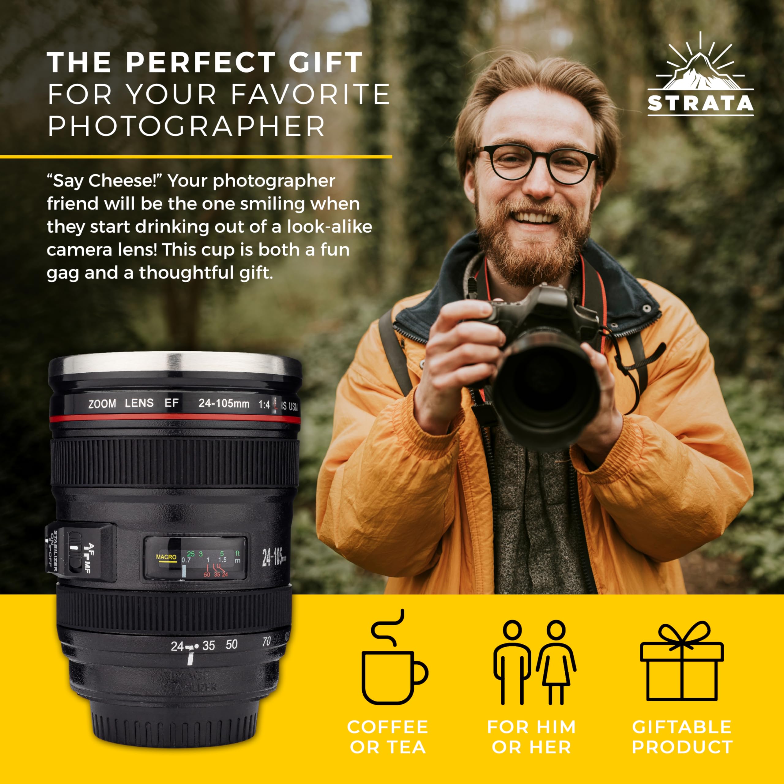 Stainless steel spoon included with STRATA CUPS Camera Lens Mug bundle