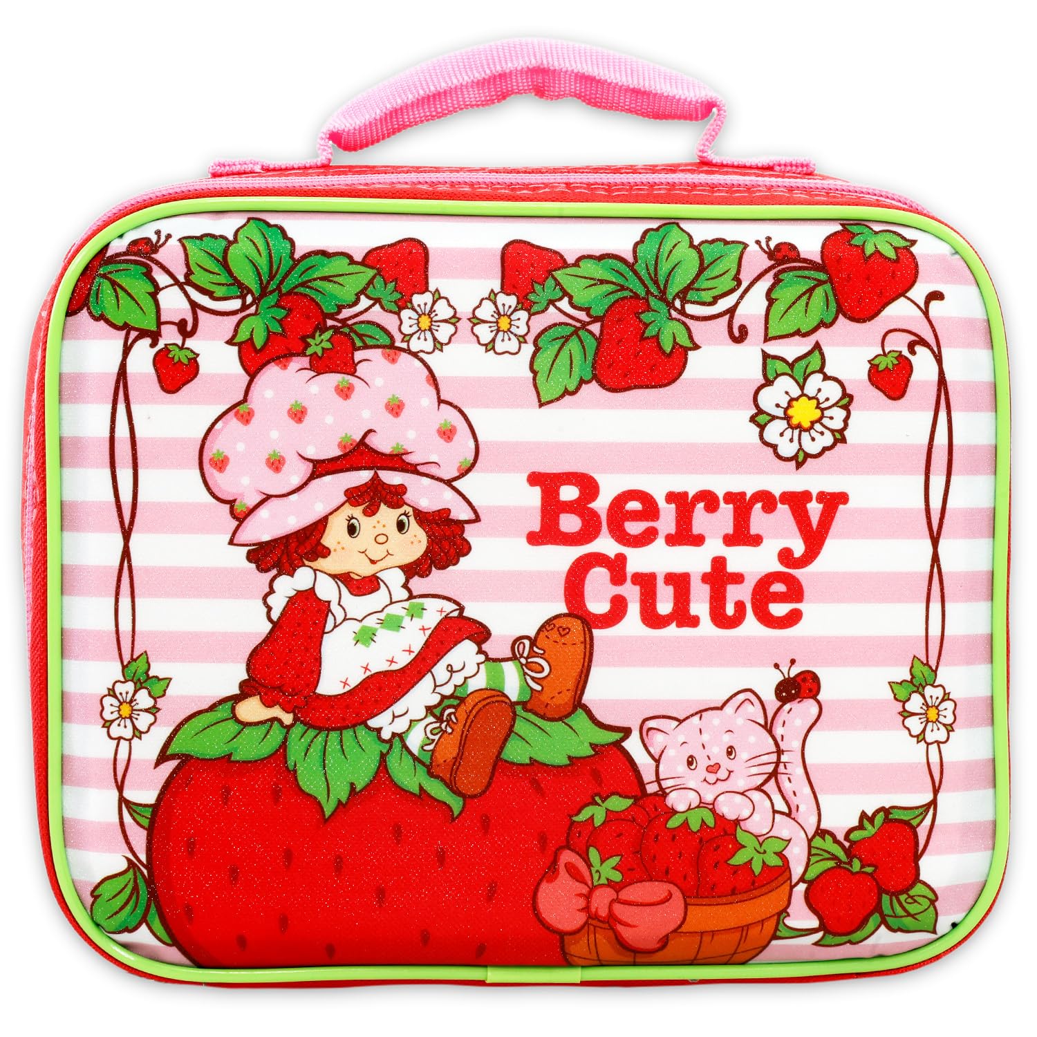 Strawberry Shortcake lunch bag top handle design for easy carrying