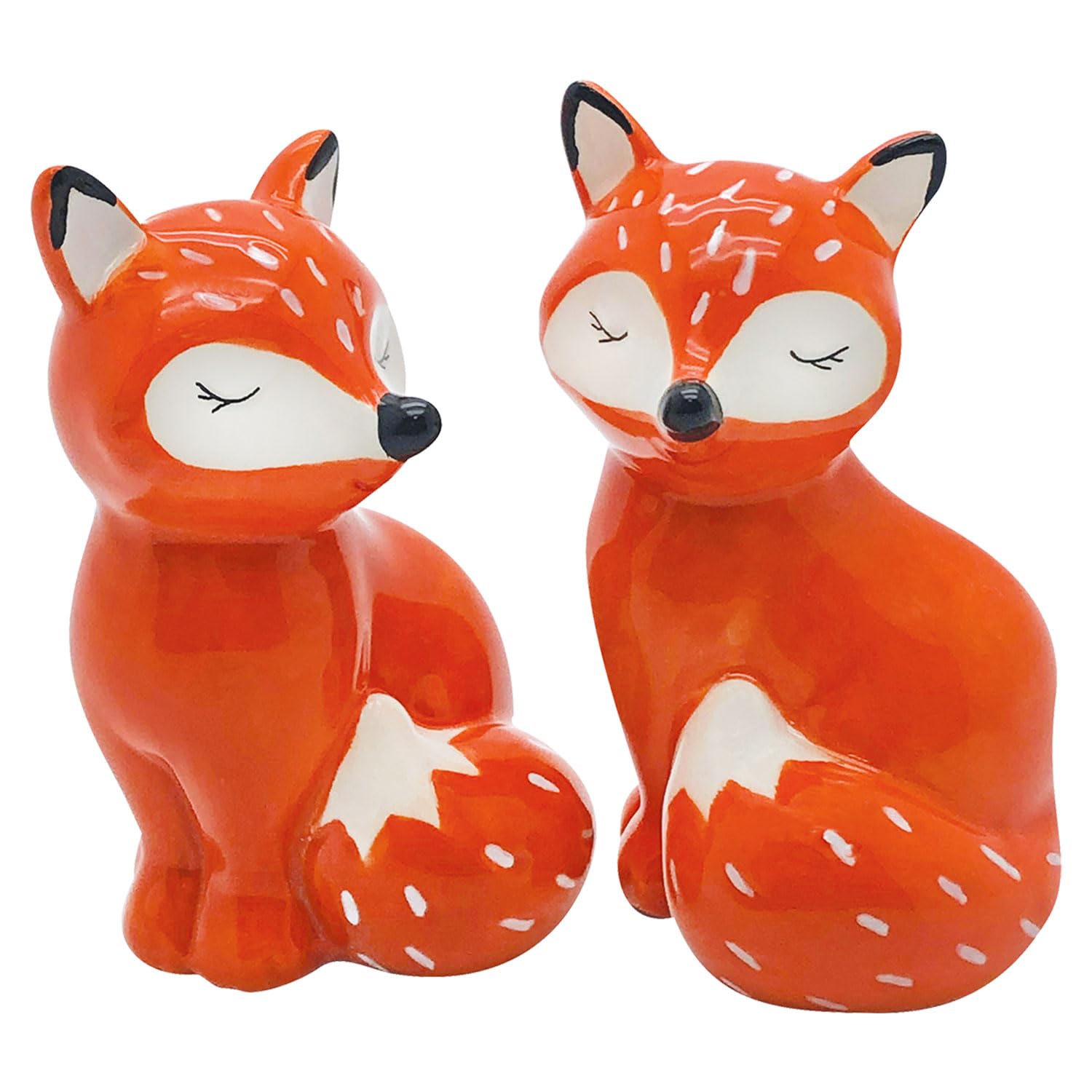 Streamline Imagined Fox Salt & Pepper Set in ceramic with playful woodland charm for table seasoning.