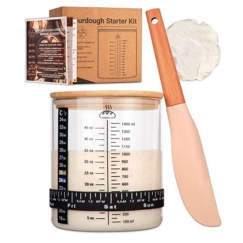 Strirumo Pro Sourdough starter jar 58oz with measurement marks for consistent batches.