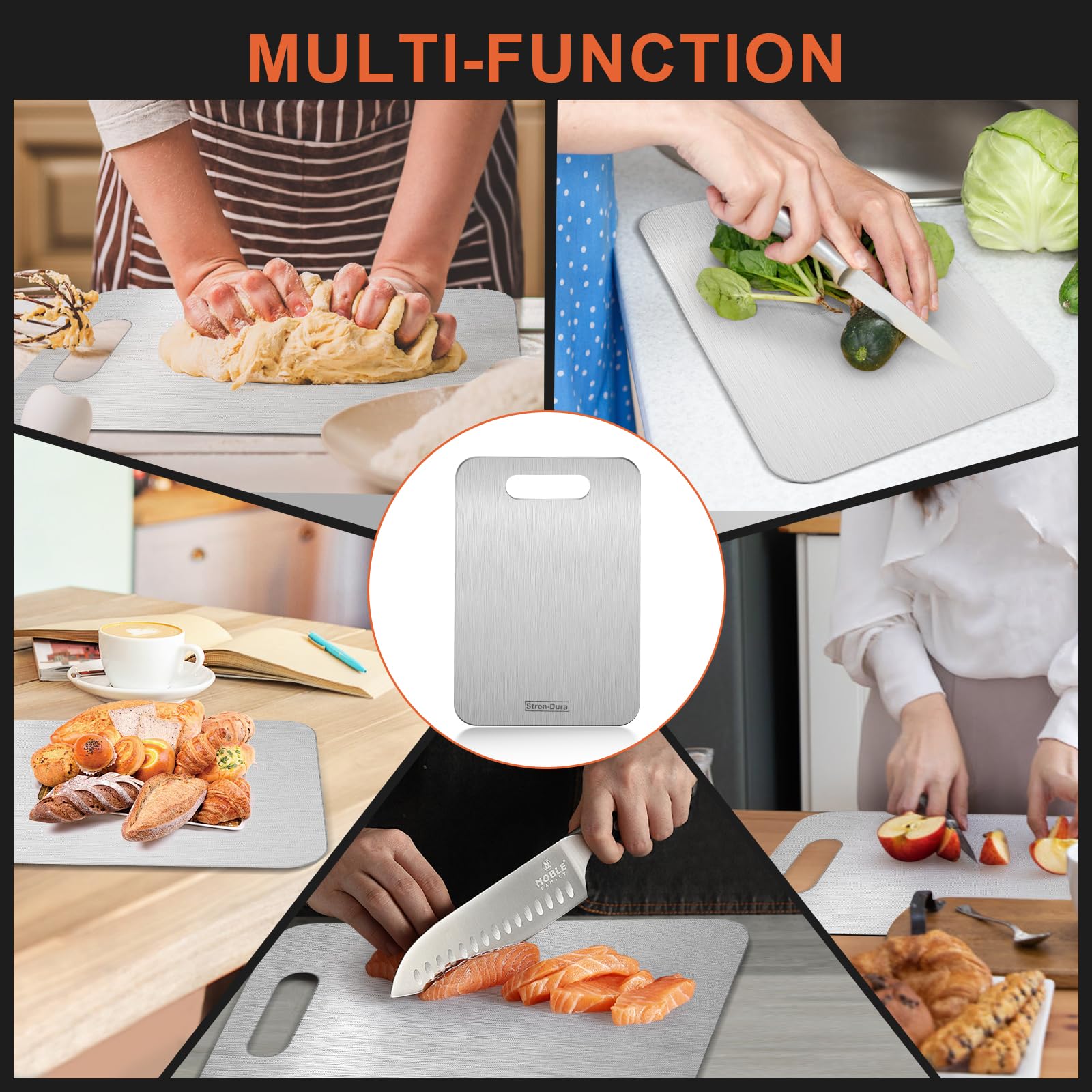 Stron-Dura cutting board, dishwasher-safe and easy to clean