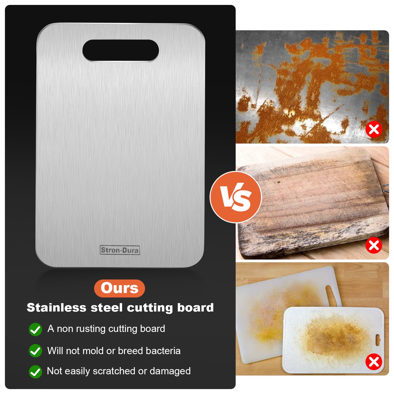 Stron-Dura board prepared for fruit and vegetable prep and clean serving