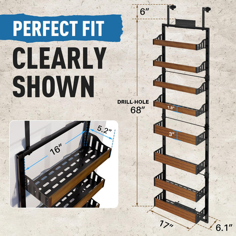 STURDIFLOW full 8-tier setup shown on a kitchen wall and door