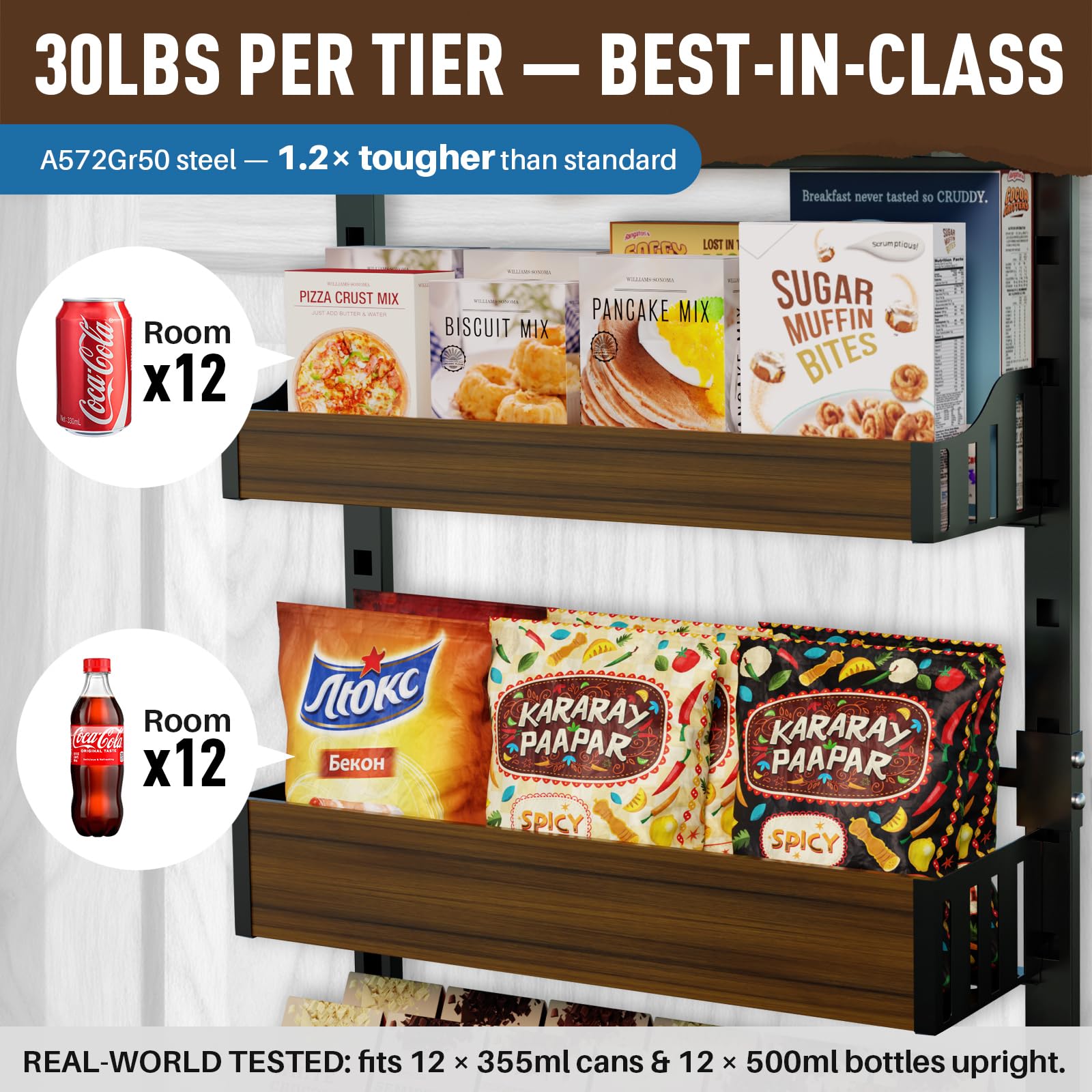 STURDIFLOW wall-mount hooks enable secure placement beyond doors