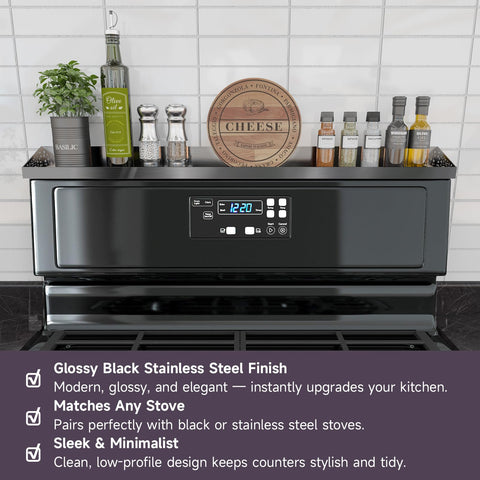 STUTOV black stainless steel finish blends with appliances and elevates counter style.