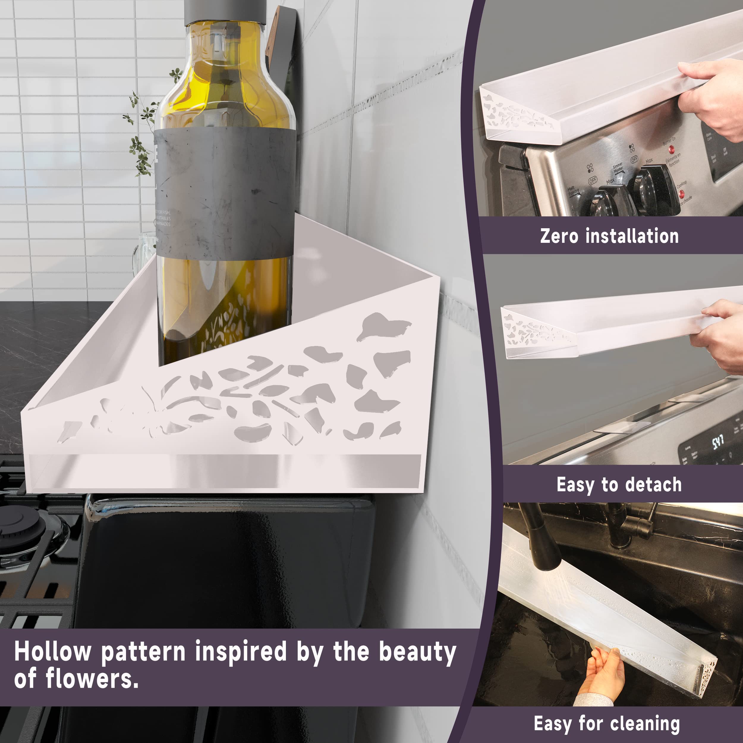STUTOV stainless steel stove top shelf resists rust and cleans easily
