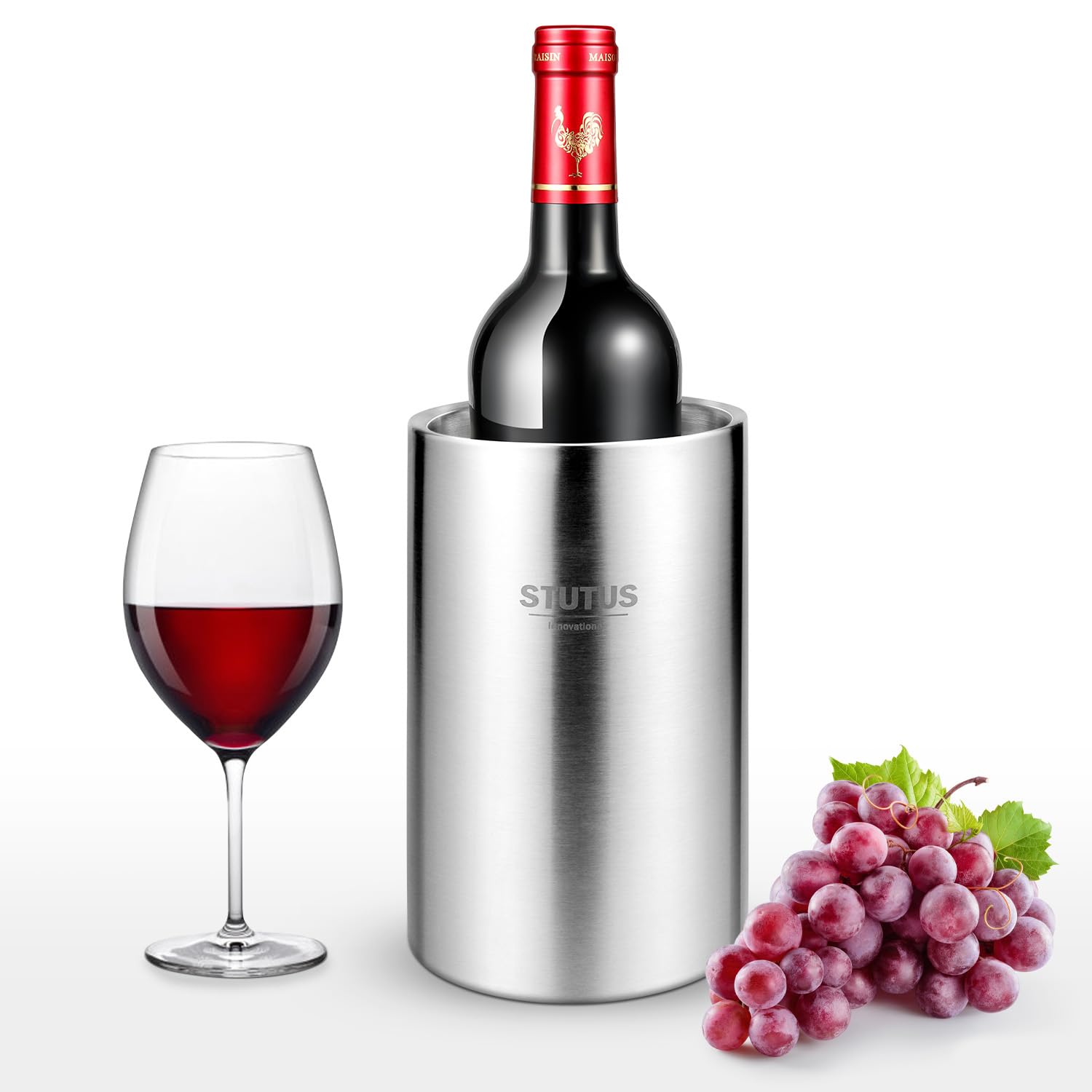 STUTUS Wine Chiller Bucket condensation-free surface protects the table