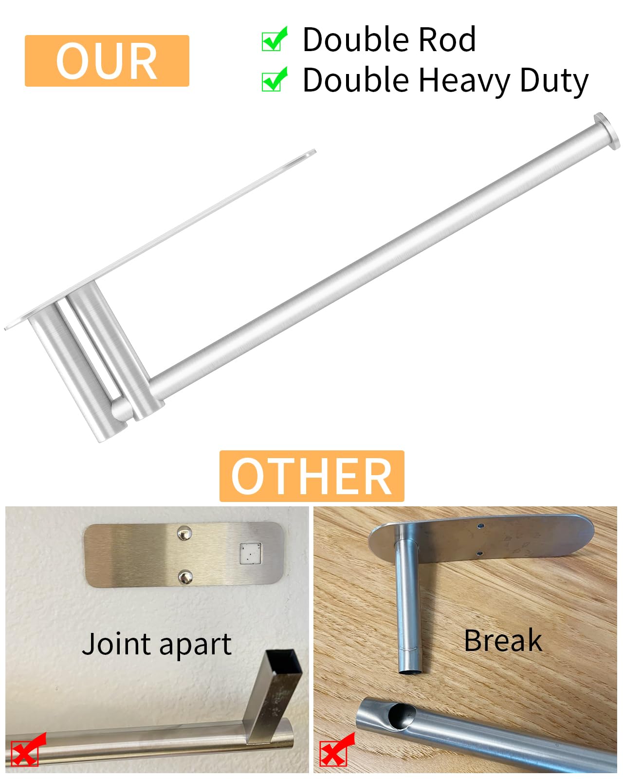 STWWO double-pole design improves load-bearing for heavier towels.