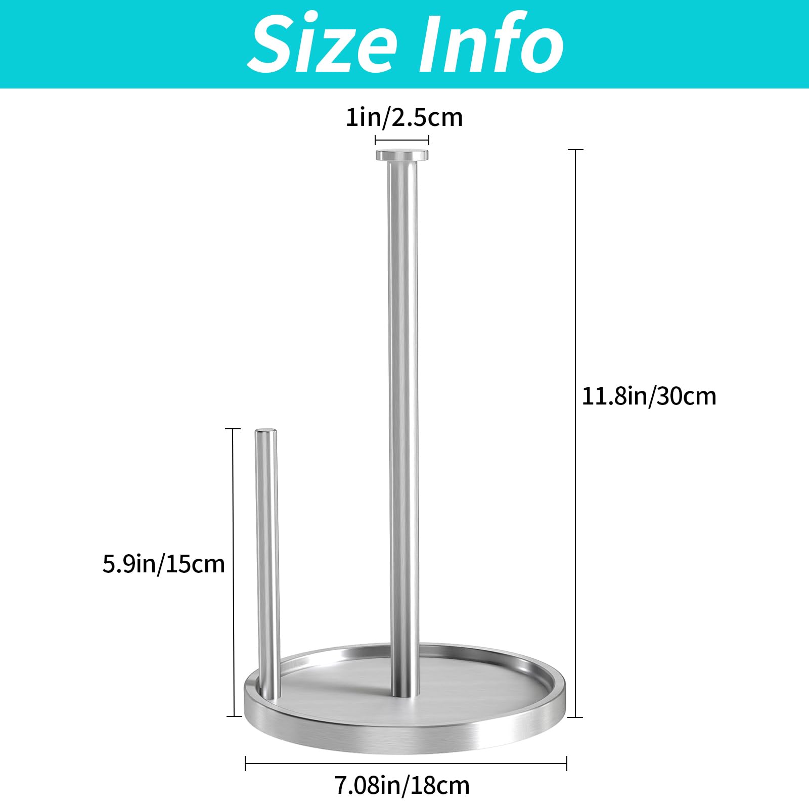 STWWO kitchen paper towel holder in silver finish fits modern kitchens