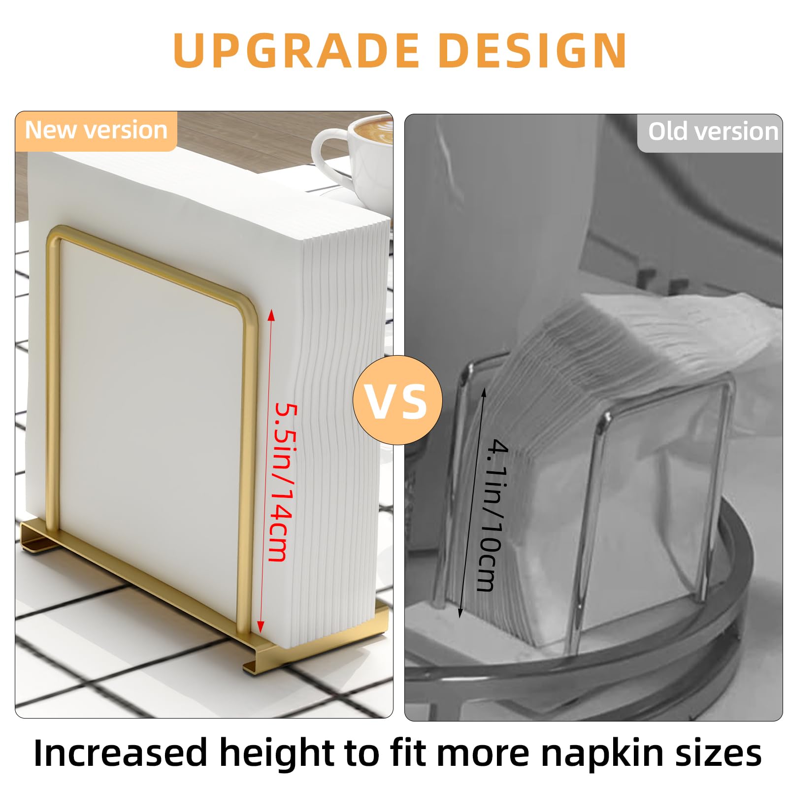 STWWO metal construction blends with dining decor while napkins stay organized.