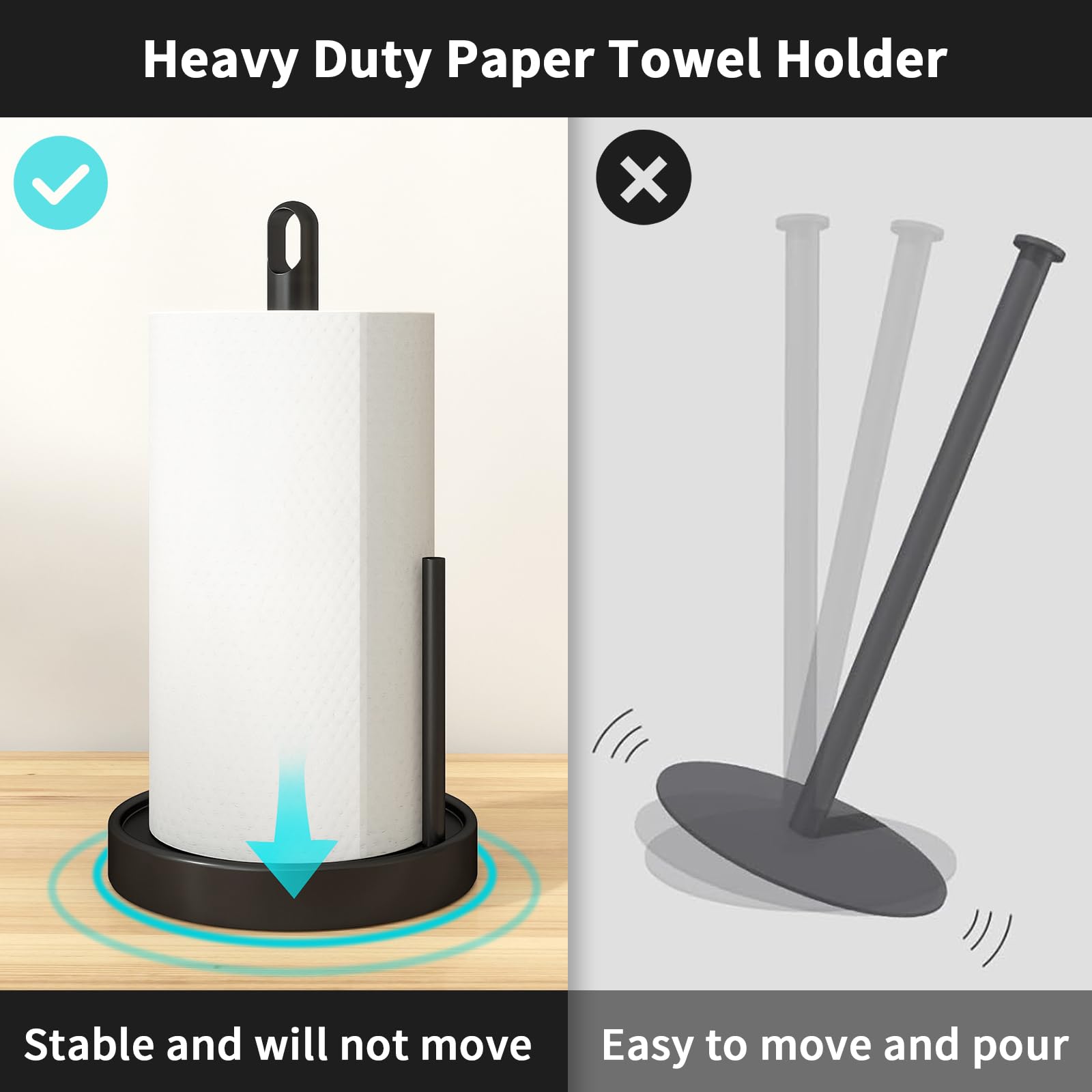 Anti slip base protects surfaces while keeping the holder steady
