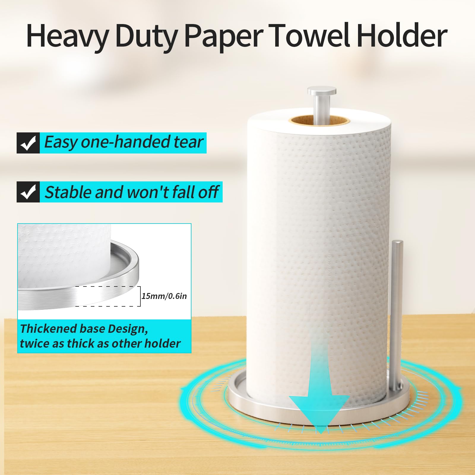 STWWO anti-slip base keeps the holder steady on counters