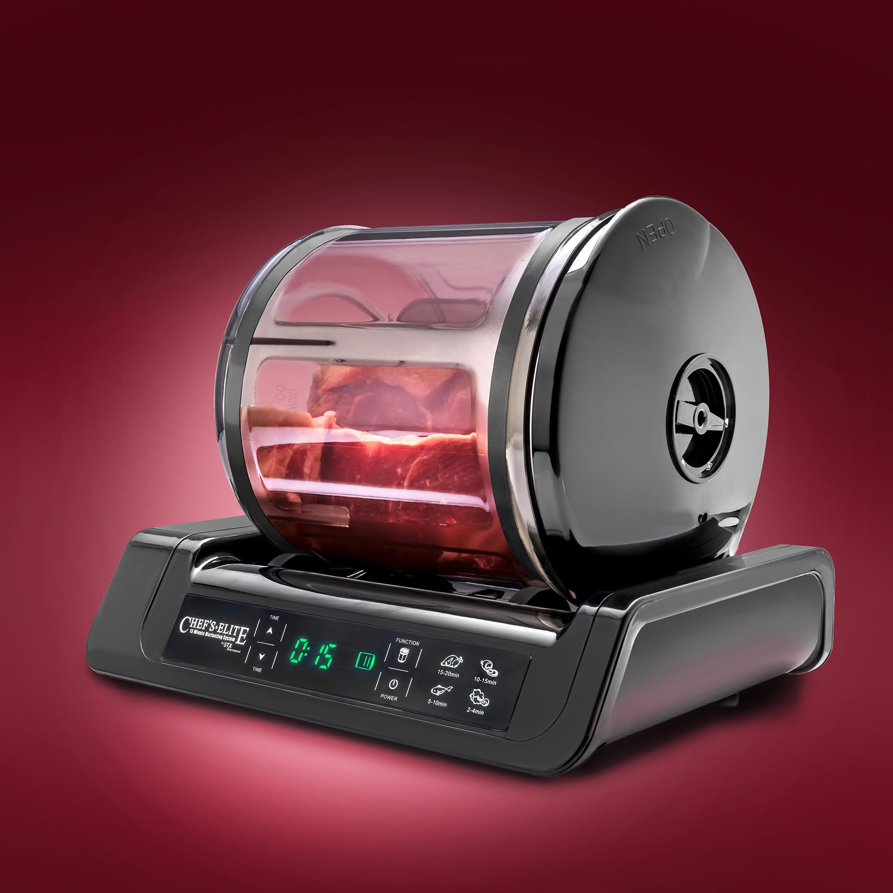 STX Chef's Elite meat tenderizer promotes better marinade penetration.