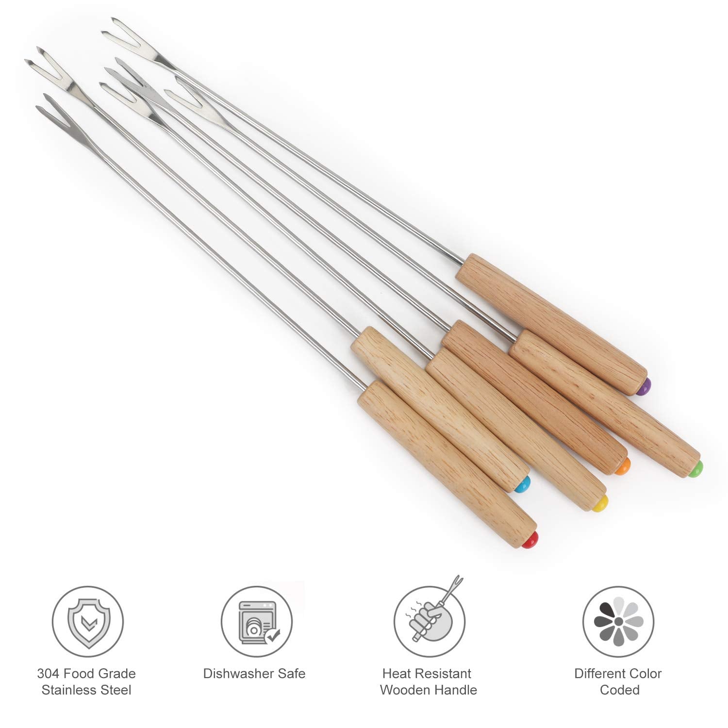 STYDDI fondue fork color-coded-dots help identify individual portions at parties