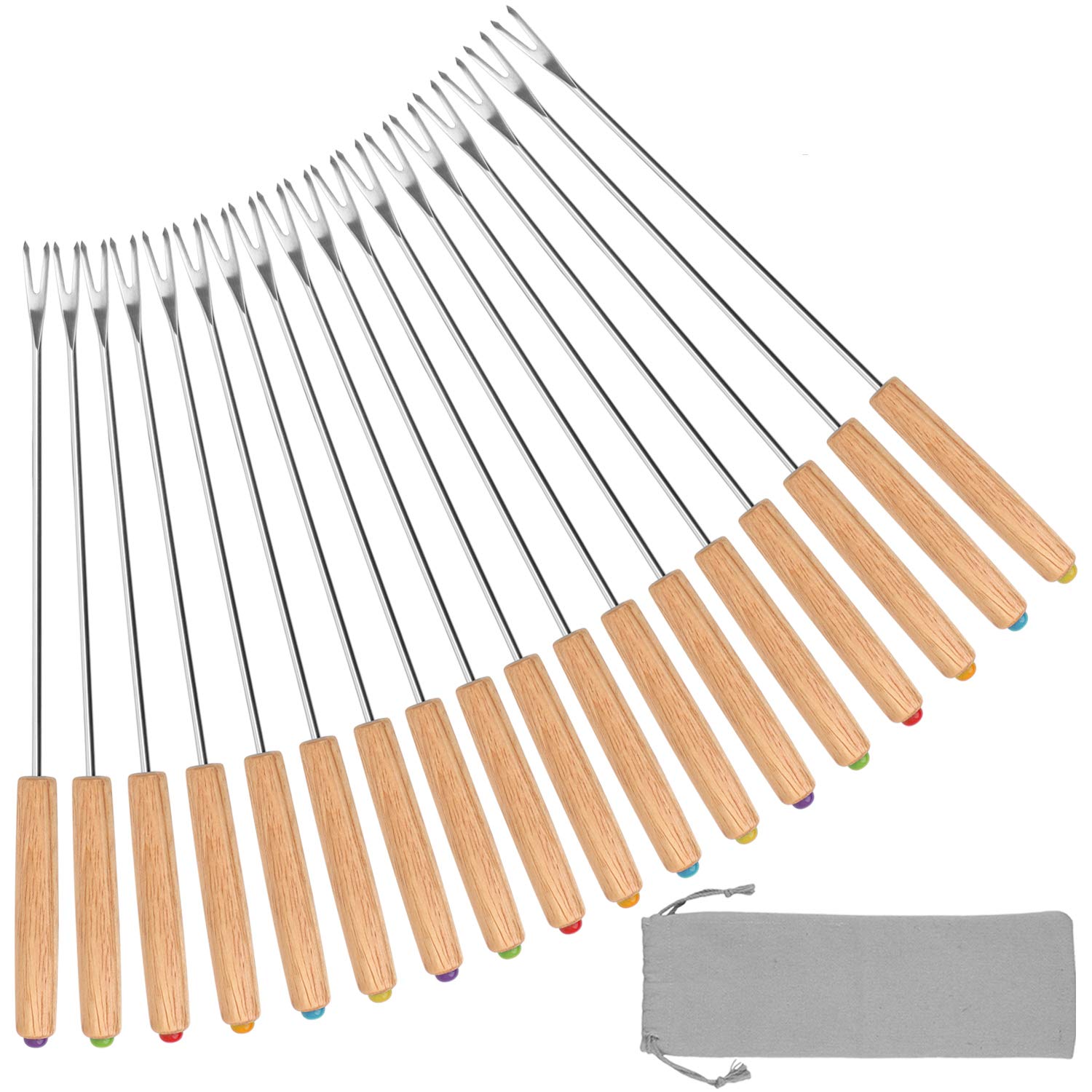 STYDDI fondue fork wooden-handle design for safe dipping and control