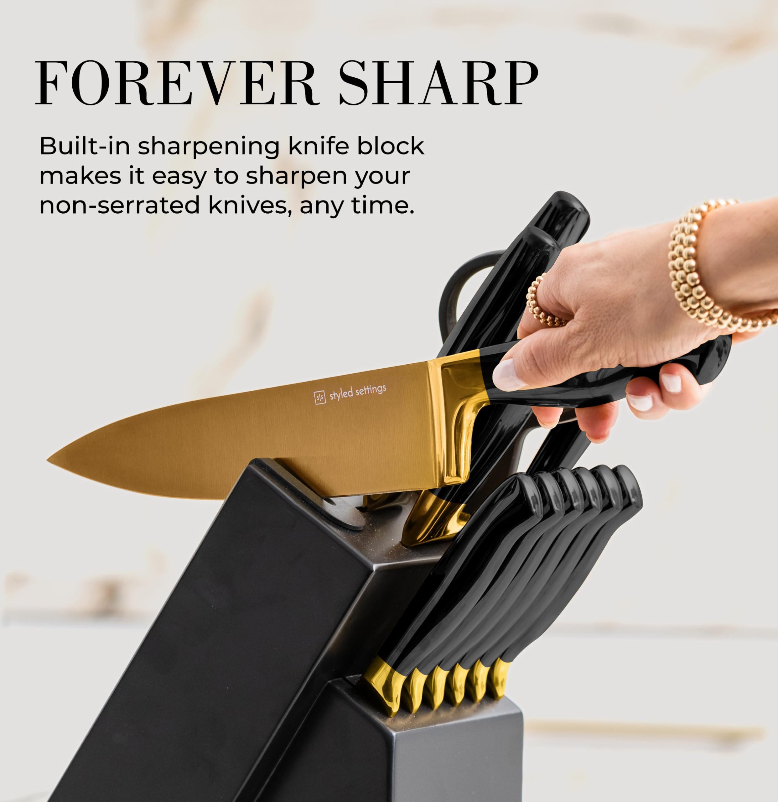 STYLED SETTINGS full-tang ergonomic handle for comfortable slicing