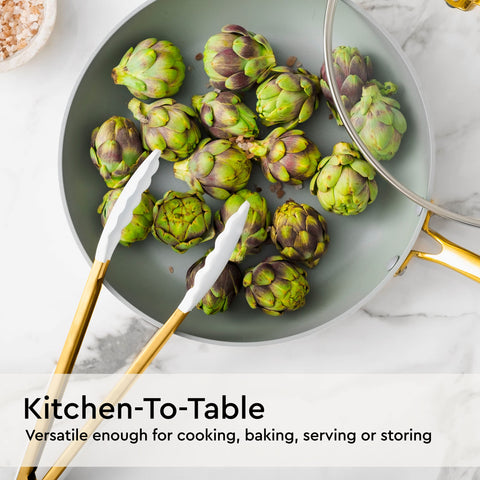 STYLED SETTINGS gold spatula in use, comfortable handle and precise flipping.