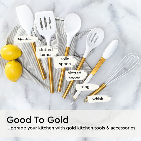 STYLED SETTINGS gold utensils on counter, luxury aesthetic without crowding your workspace.