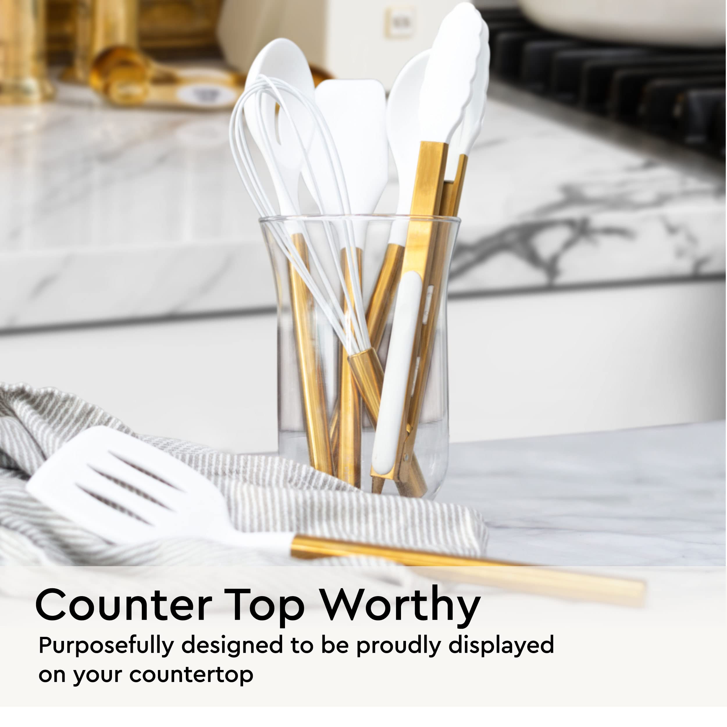 STYLED SETTINGS gold whisk front view, built for smooth blending and reducing clumps.