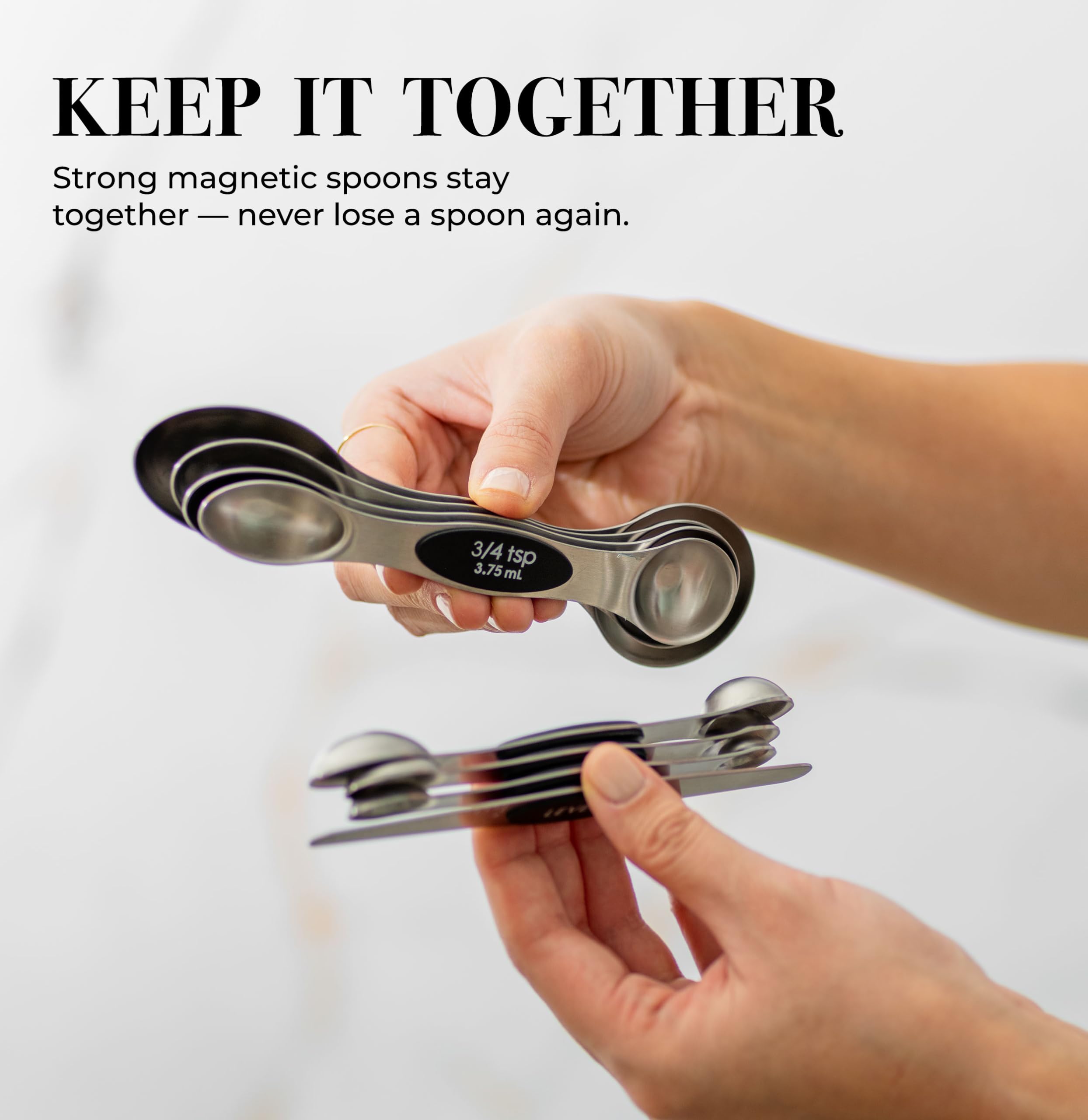Styled Settings Stanless Steel magnetic spoons leveler set fitting spice jars