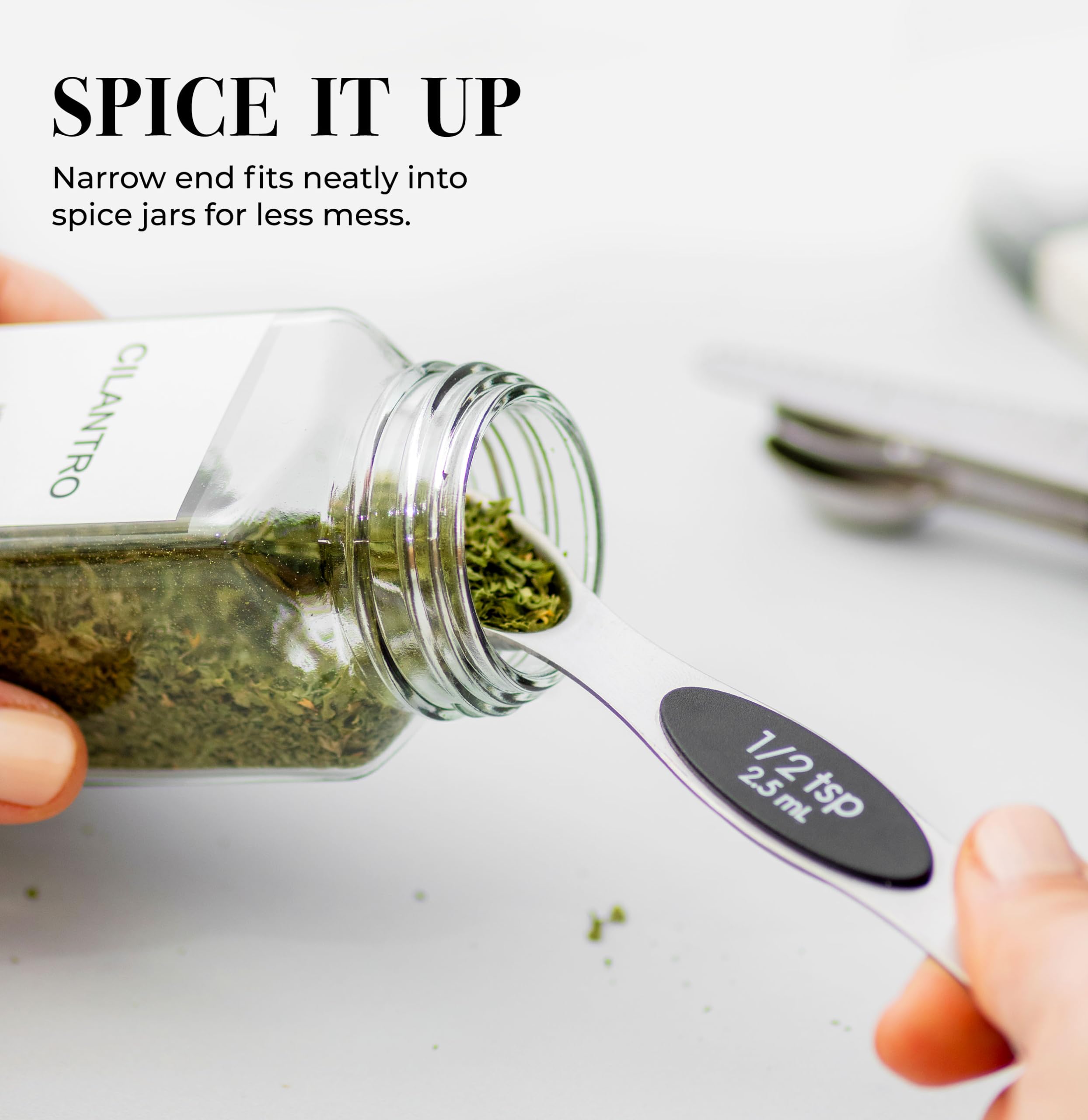 Styled Settings magnetic spoons with leveler offer easy detaching and compact storage