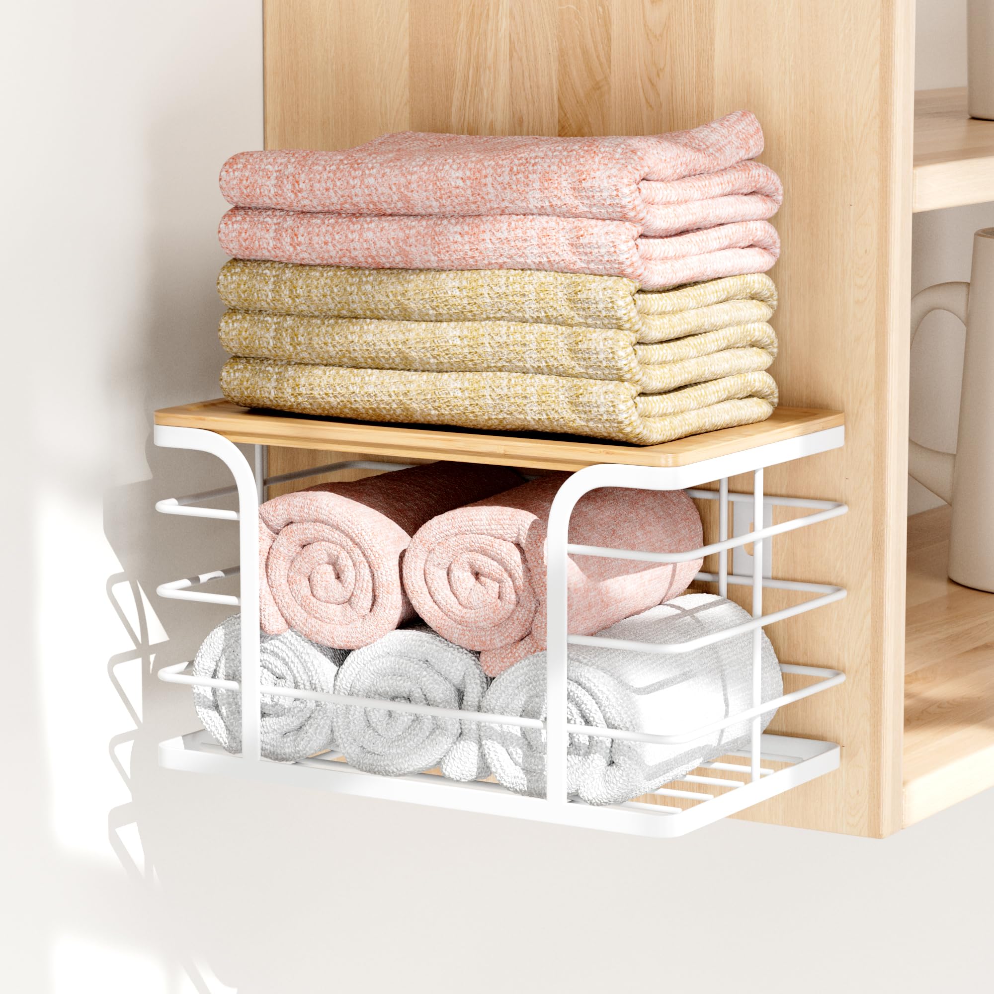 Stylstoreazy bamboo top adds warmth and extra surface space.