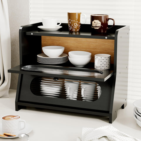 Stylstoreazy bread box with raised edges prevents slipping.