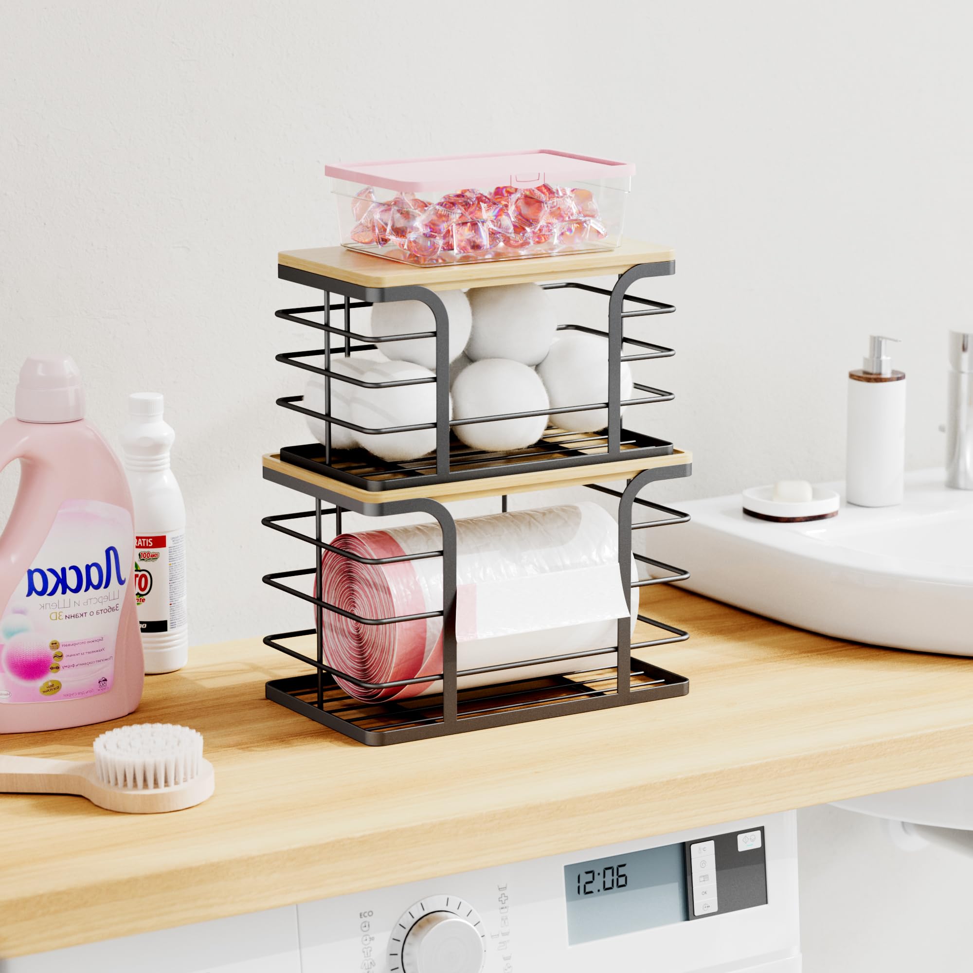 Stylstoreazy front-access opening for easy bag loading and replacement.