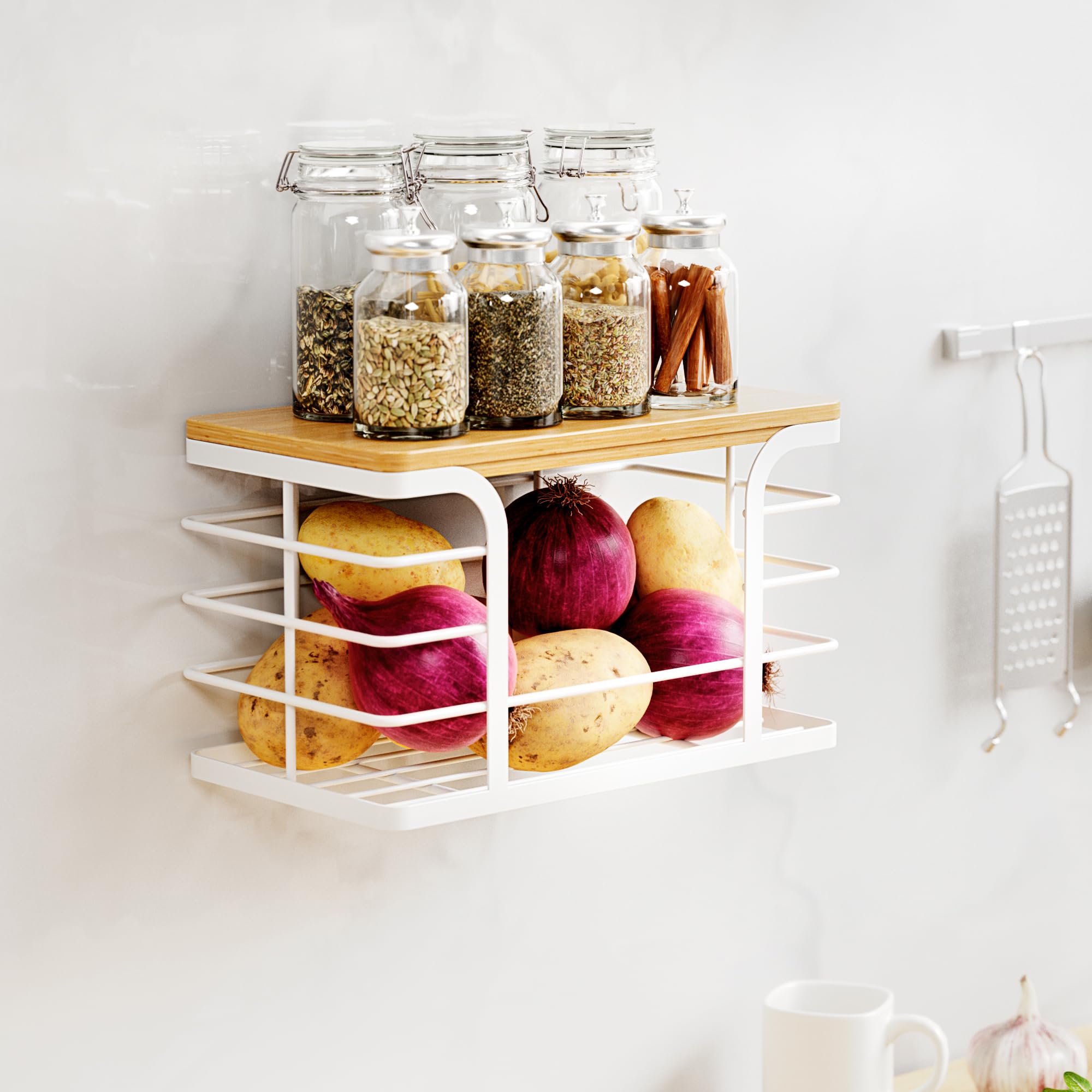 Stylstoreazy space-saving bamboo top design maximizes vertical counter space.
