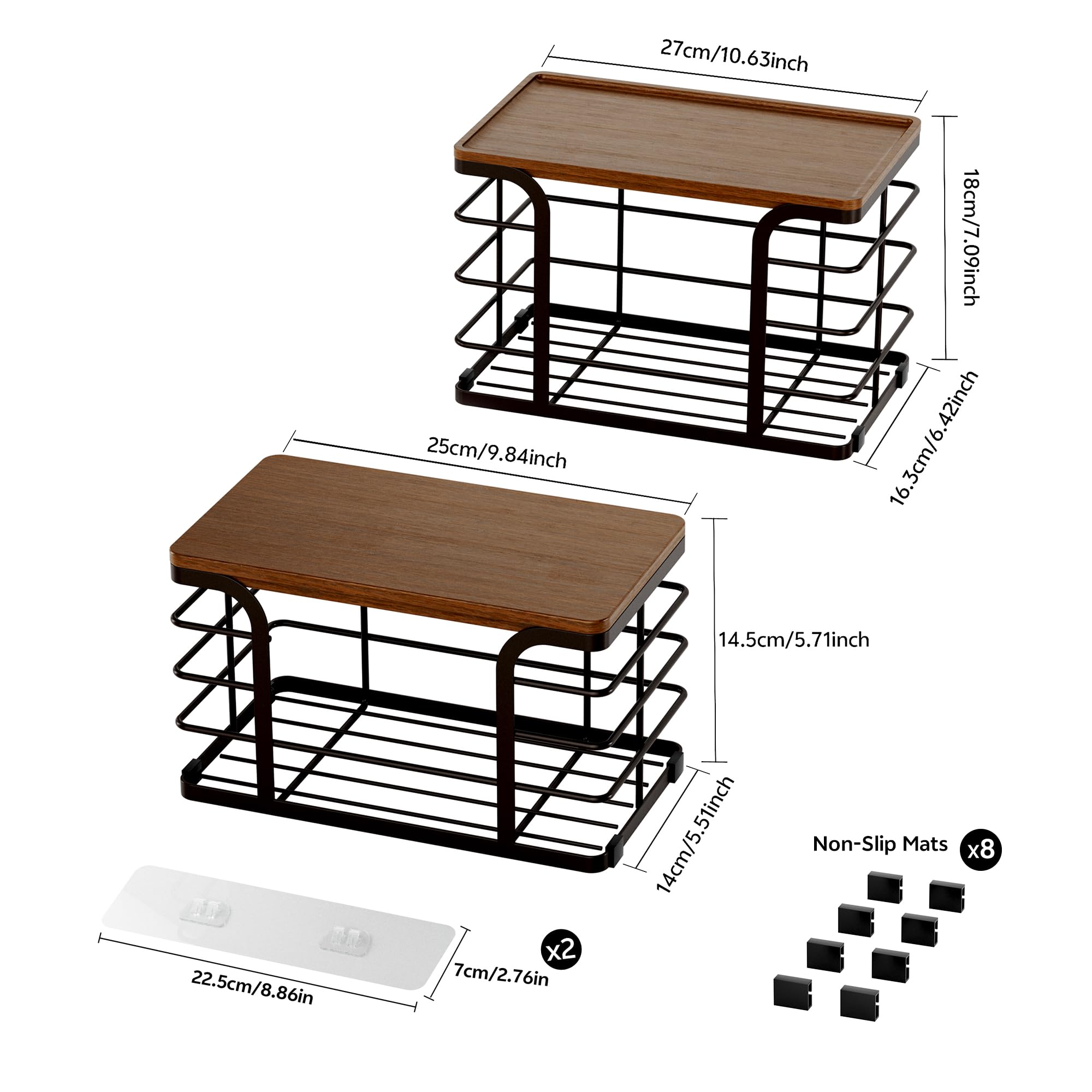 Stylstoreazy stackable organizer on a counter saves vertical space in busy kitchens.