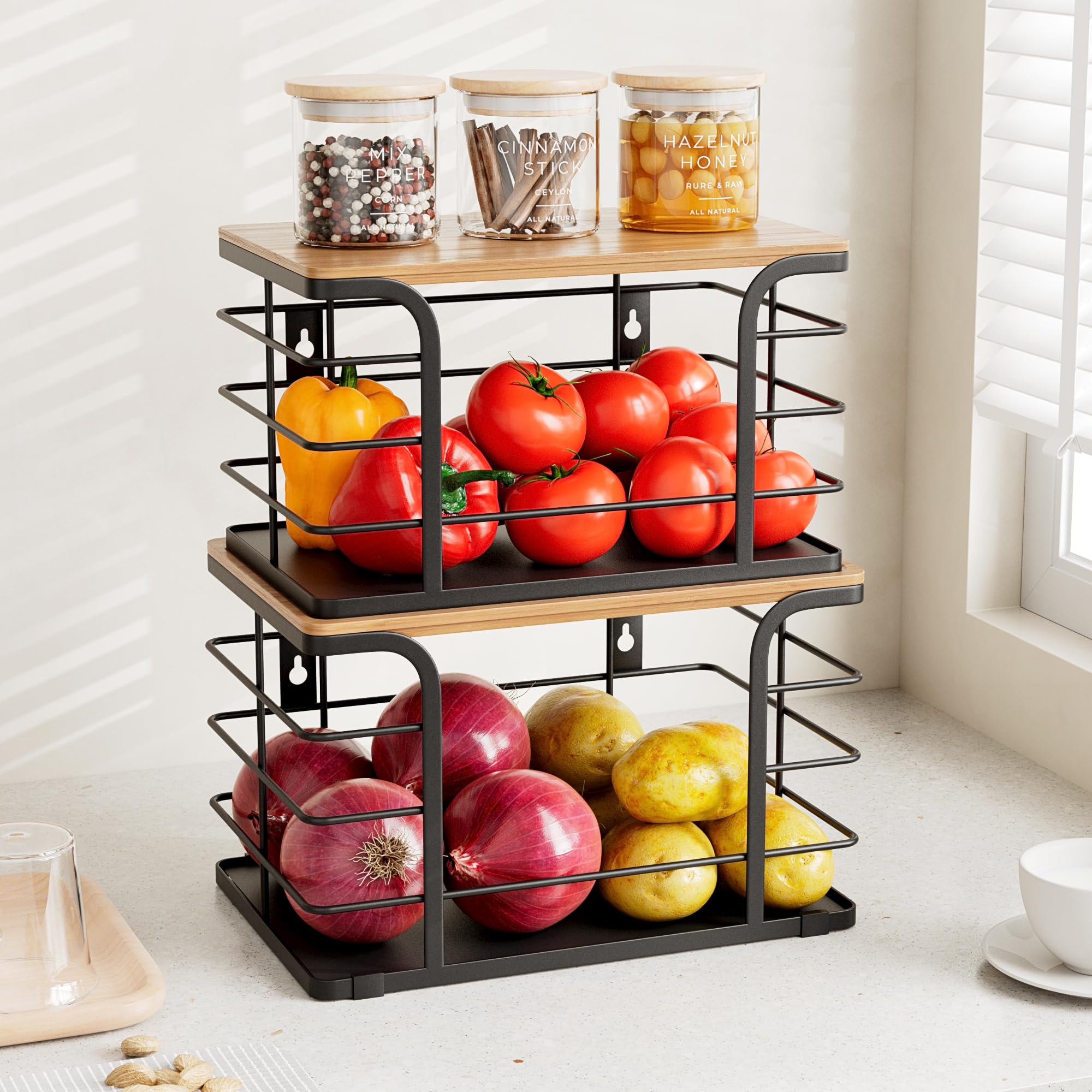 Stylstoreazy stackable pantry organizer side view showcases space-saving design