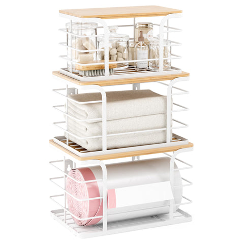 Stylstoreazy stackable pantry organizer on a countertop for tidy storage.