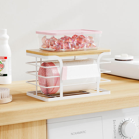 Stylstoreazy stainless steel basket provides durable bag storage and easy access.