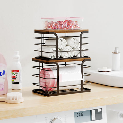 Stylstoreazy under-sink setup reveals hidden organization in laundry or bathroom.