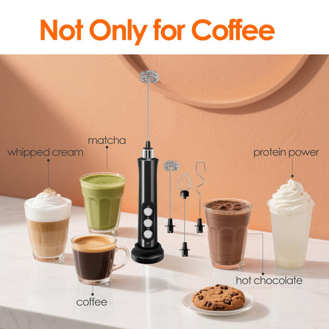 Styuanmmy flat-bottom body stand stabilizes the frother on the counter.