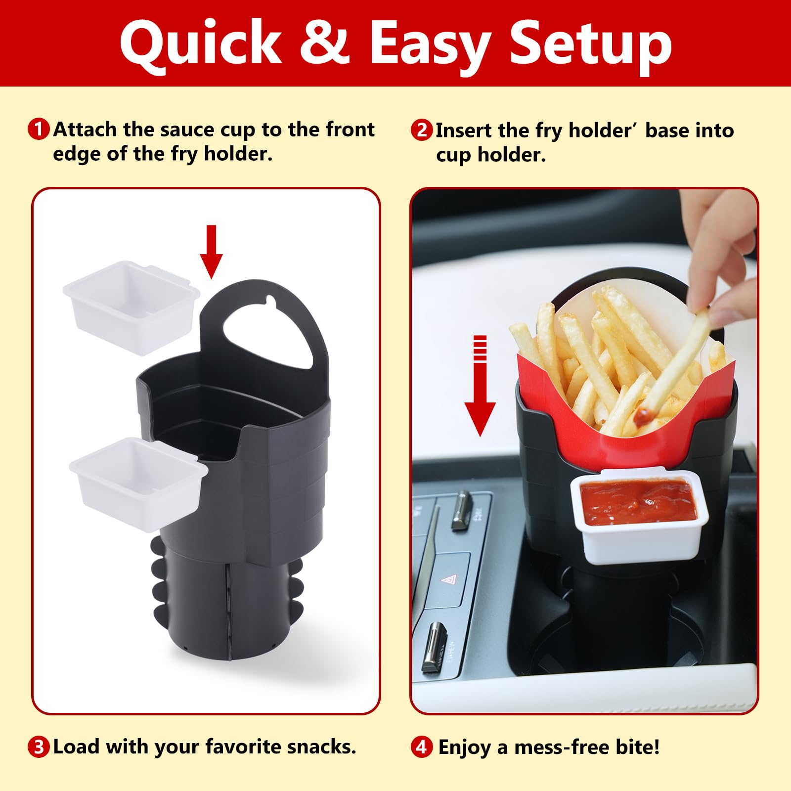 SUADEN car snack station setup for organized travel and errands.