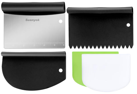 Suanyok stainless steel dough scraper with measuring marks for precise cuts