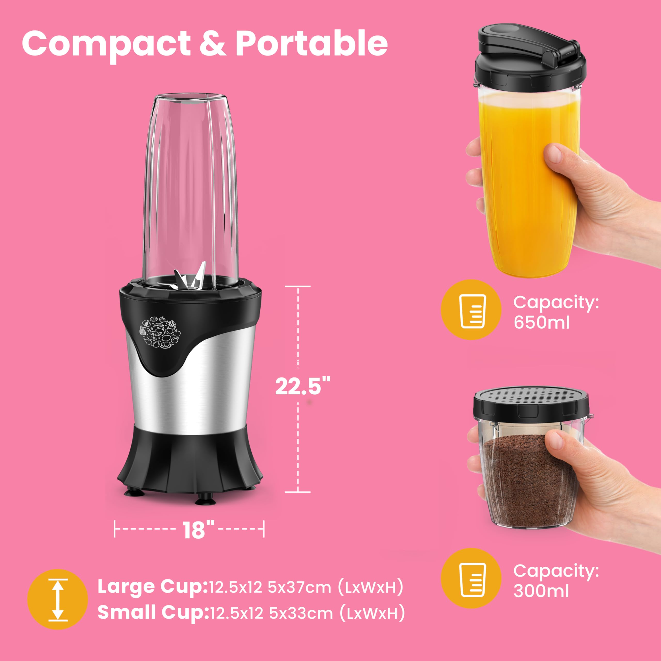 SUAVO 10oz grinder cup for compact grinding tasks.